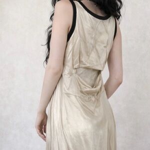 Anthropologie Sleeveless CUTOUT Slip Dress Ivory XL NWT Tuxedo side zip cruise